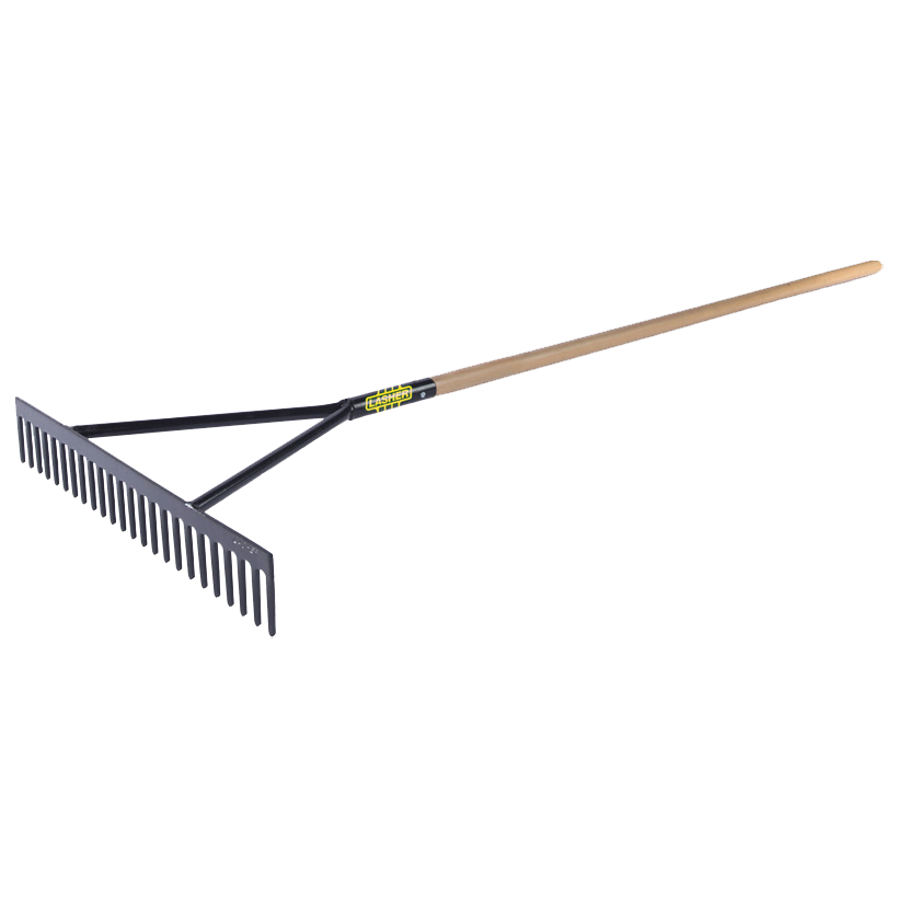 "RAKE ROAD 24T WITH HANDLE HD LASHER - HEAVY DUTY - WOOD HANDLE"