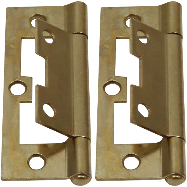"HINGE FLUSH  75MM  BRASS\/PL - SOLD PER PAIR (BRASS PLATED - 1.6MM)"