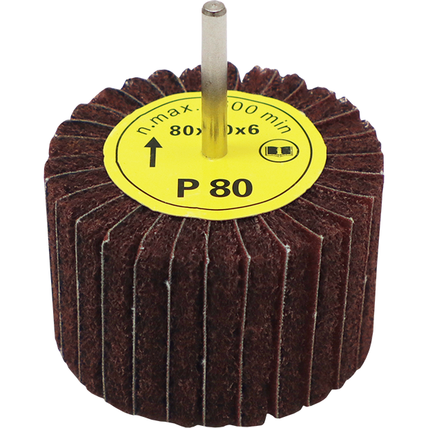 "FLEECE WHEEL  80 X 50MM  80G  FB - POLINOX WHEEL WITH 6MM SHANK"