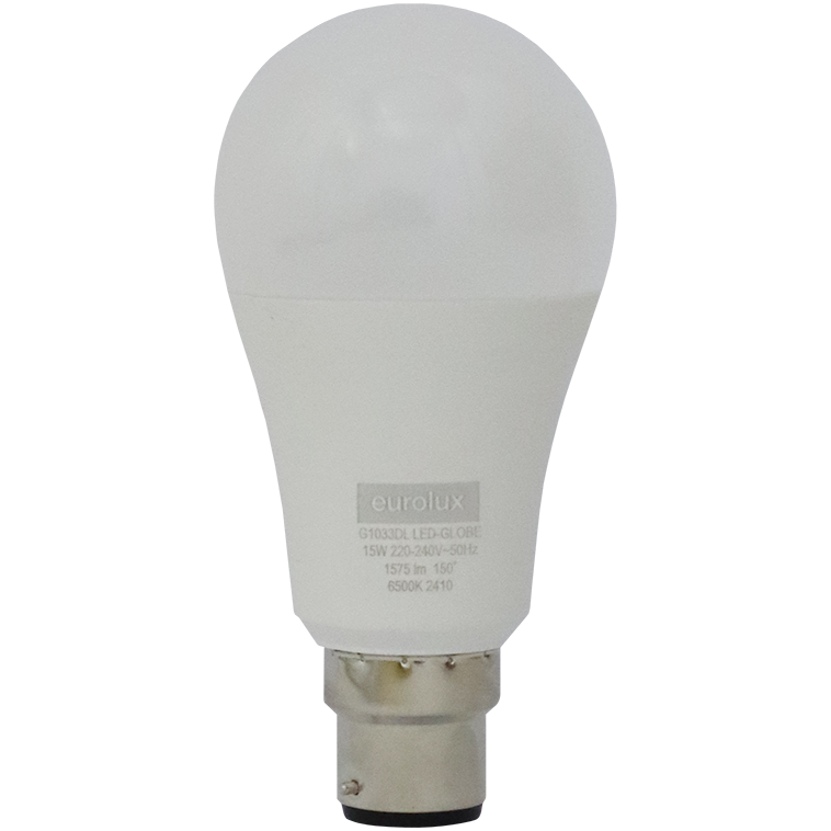 "LIGHT BULB  LED GLOBE A60 15W B22 - BAYONET - DAYLIGHT - 1575 LUMEN"