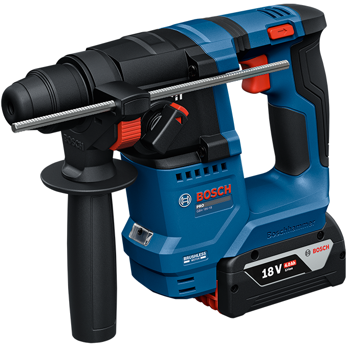 "DRILL  CORDLESS ROTARY HAMMER 18V BOS KIT - SDS PLUS 1.5J (2X2.0AH BATTERIES & CHARGER)"