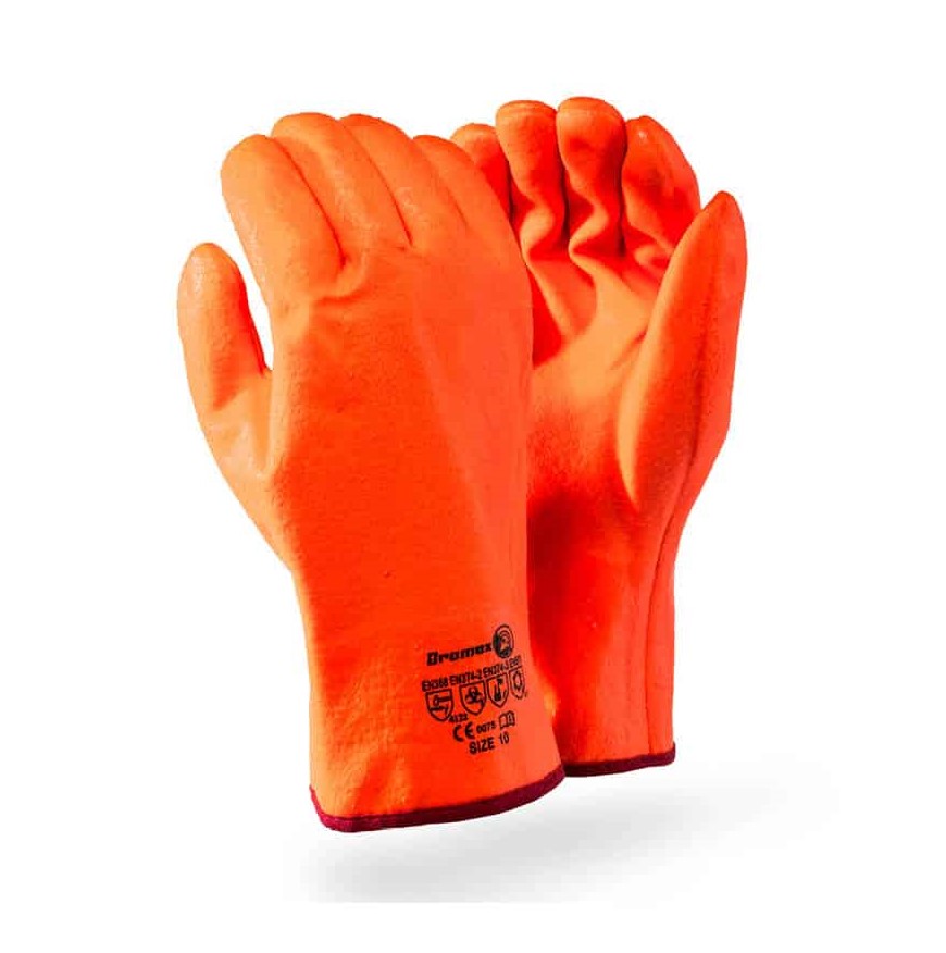 "GLOVE PVC FREEZER ORANGE DROMEX - -50\u00b0 TO 60\u00b0 C OPERATING TEMP"