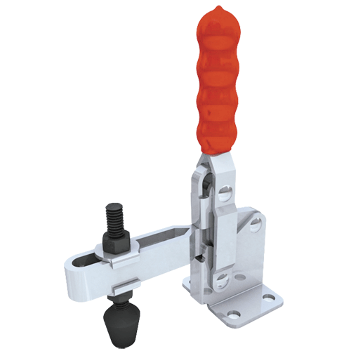 "T\/CLAMP VERTICAL FLAT  340KG  S\/S - TOGGLE CLAMP - VERTICAL HANDLE -S\/STEEL"