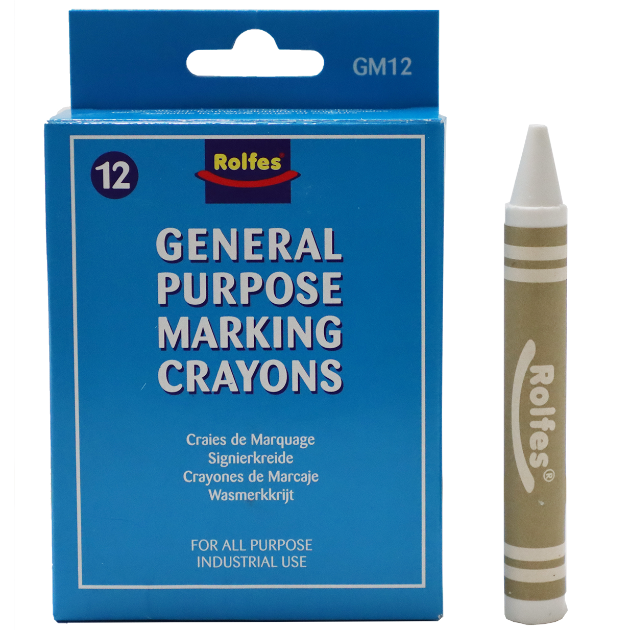 "CRAYON GENERAL PURPOSE MARKING WHITE - GENERAL PURPOSE WAX CRAYON 12 P\/BOX"