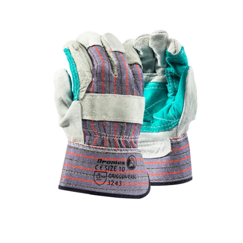 "GLOVE CANDY STRIPE RIGGER GREEN - RE-INFORCED PALM & INDEX FINGER"