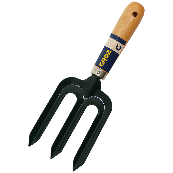 "GARDEN HAND FORK 3 PRONG GROZ - DWS - WOODEN HANDLE"