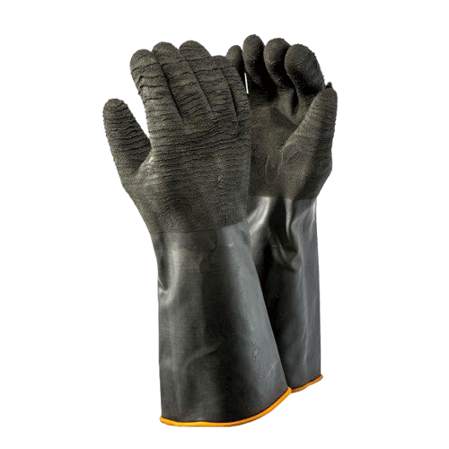 "GLOVE RUBBER BLACK ELBOW CRINKLE - HEAVY DUTY (NATURAL RUBBER LATEX)"