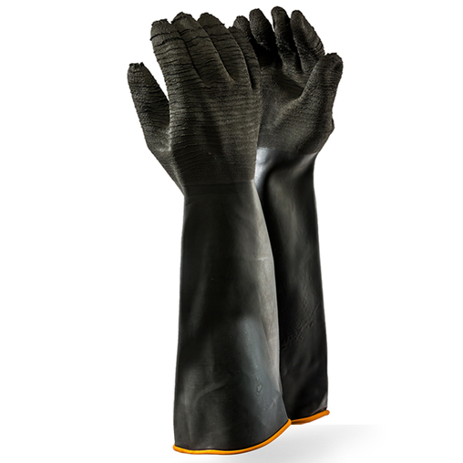 "GLOVE RUBBER BLACK SHOULDER ROUGH - HEAVY DUTY (NATURAL RUBBER LATEX)"