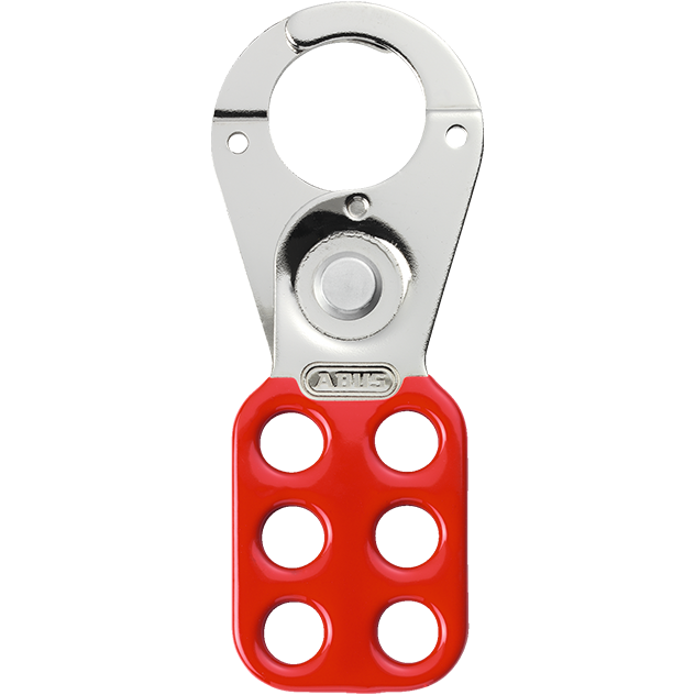 "PADLOCK HASP LOCKOUT 45X25MM ABUS - ALUMINIUM RED VINYL COATED (6 HOLE)"