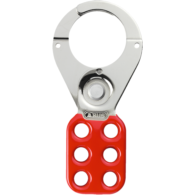 "PADLOCK HASP LOCKOUT 60X38MM ABUS - ALUMINIUM RED VINYL COATED (6 HOLE)"