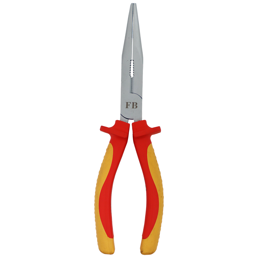 "PLIER LONG NOSE 200MM VDE   FB - 1000V RED\/YELLOW HANDLE (CR-V)"