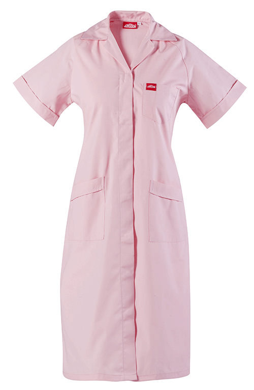 "HOUSECOAT LADIES PINK   SMALL - JONSSON - 65\/35% POLY COTTON BLEND"
