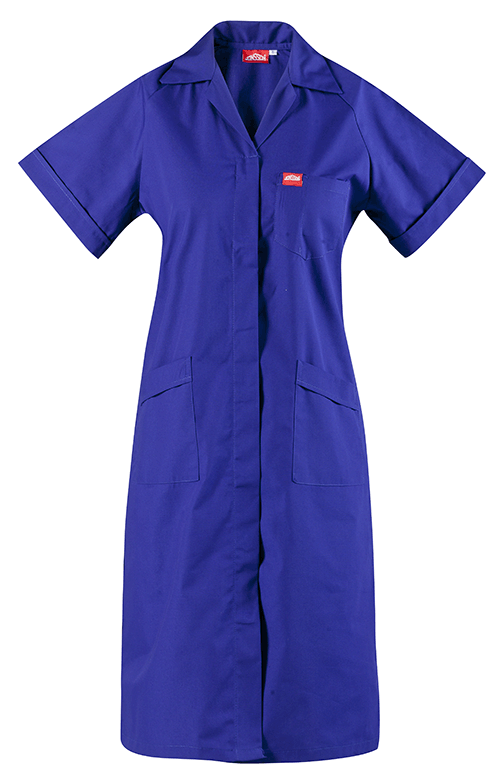 "HOUSECOAT LADIES ROYAL BLUE   SMALL - JONSSON - 65\/35% POLY COTTON BLEND"