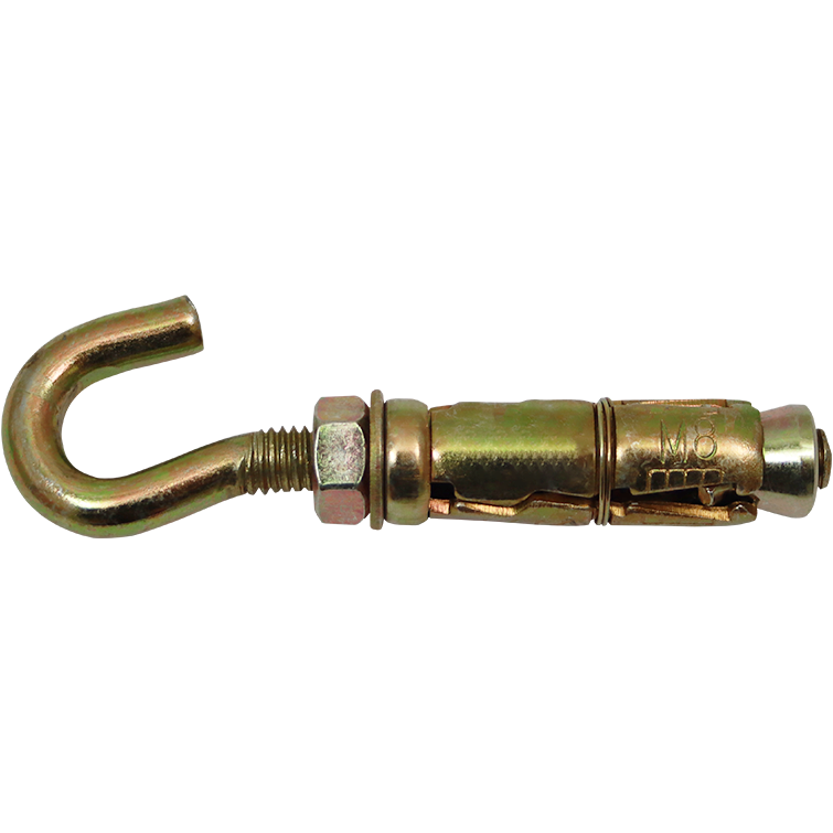EXP BOLT HOOK 6 X 45MM FB - EXPANSION HOOK BOLT Y/P - 12MM HOLE