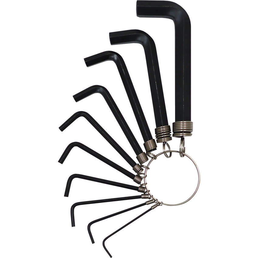 "ALLEN K\/SET  HEX 1.5-10MM RING FB - 10PC- BLACK- SET ON RING"