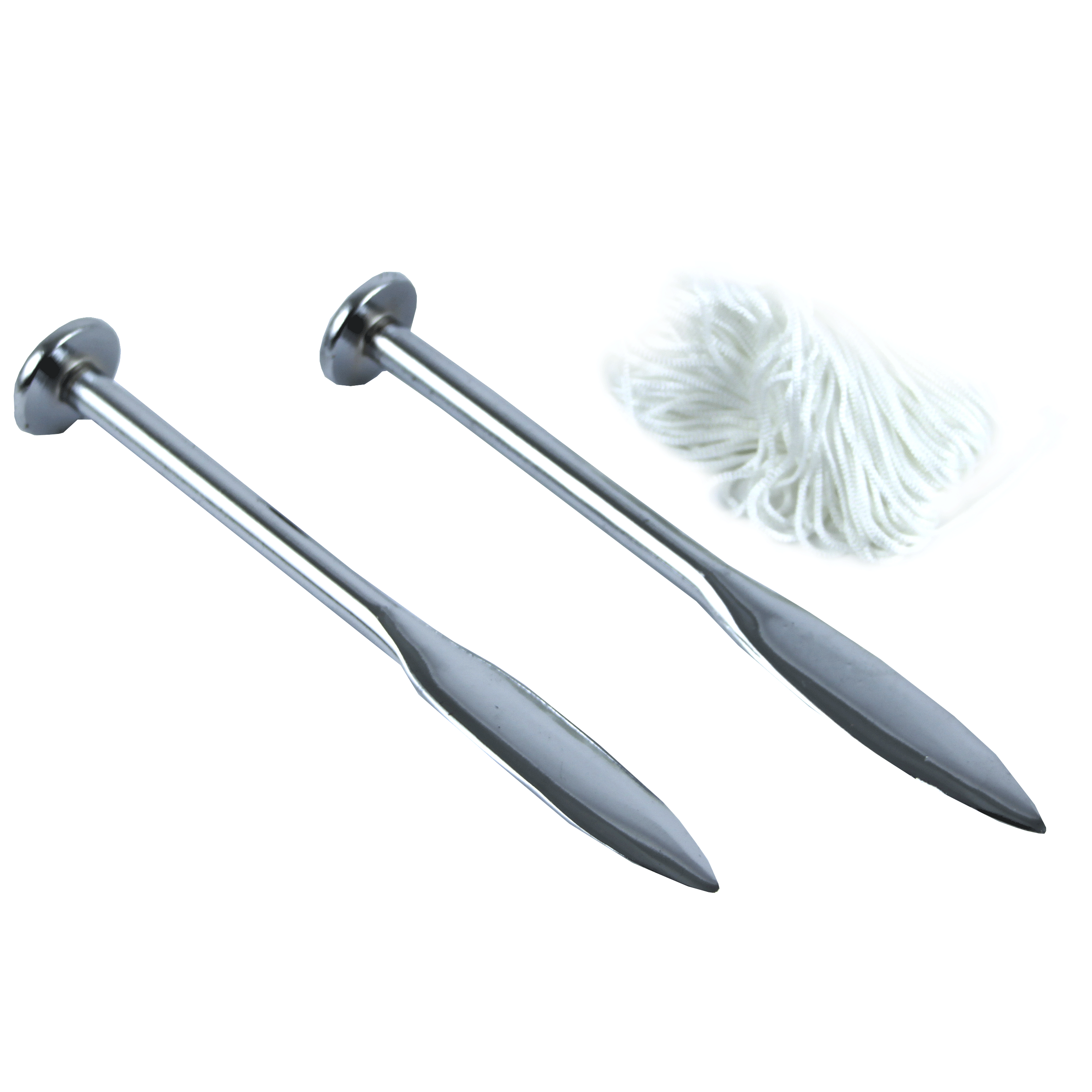 "LINE PIN SET OF 2 WITH 10M CORD  FB - CHROME PLATED- 160MM PINS- 10 MTR CORD"