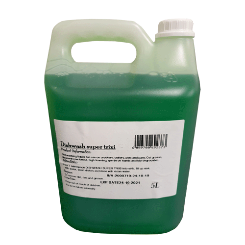 "DISHWASHING LIQUID  5L SUPER TRIXI - HIGH FOAM - GENTLE ON HANDS"