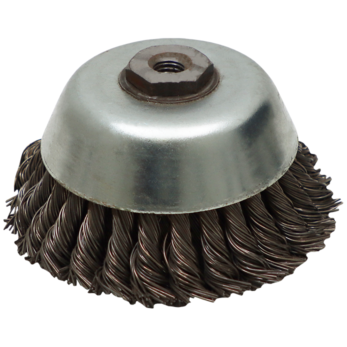 "WIRE CUP BRUSH KNOT 140 X 14 X 2.0 WERN - 0.80MM WIRE- THREAD M14 (2 ROWS-52 KNOTS)"