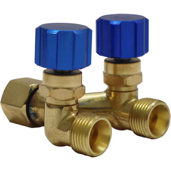"WELD GAS REG SPARE TWIN VALVE OXY BLUE - FULLY BRASS (OXYGEN) - Y HOSE CONNECTOR"