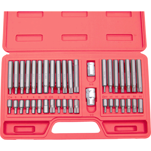"BIT  SET 40PC ASSORTMENT KENNEDY - 1\/4\" HEX SHANK - 3\/8\"D & 1\/2\"D ADAPTORS"