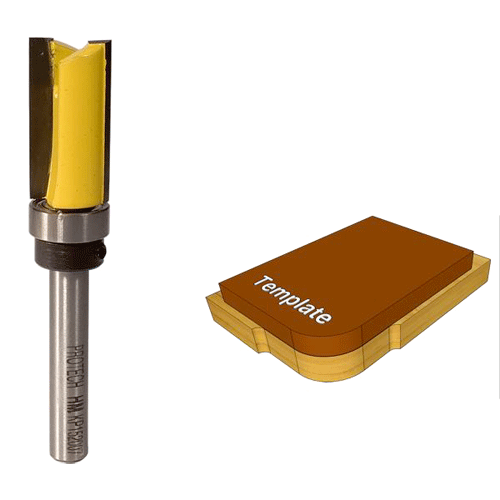 "ROUTER BIT FLUSH TRIM 1\/2\" X 1\" - 1\/4\" SHANK (SHANK MOUNTED BEARING)"