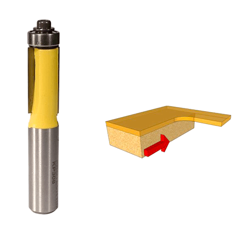 "ROUTER BIT TRIM 1\/2\" X 1\" - 1\/2\" SHANK - BOTTOM BEARING (TCT)"