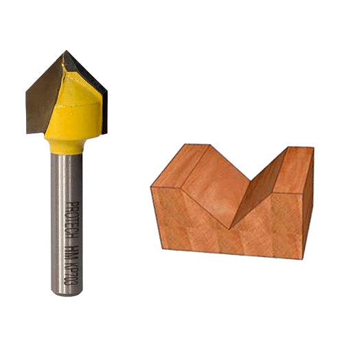 "ROUTER BIT V-GROOVE 5\/8\" X 90\u00b0 - 1\/4\" SHANK - 90\u00b0 ANGLE (TCT)"