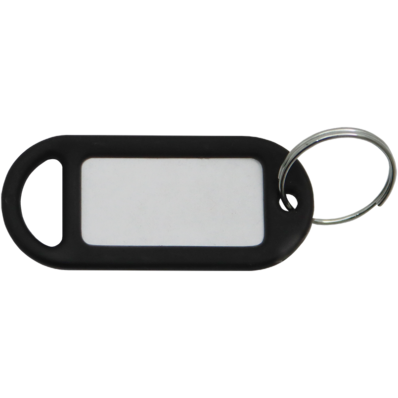 "KEY TAG & RING PLASTIC BLACK - PVC KEY-RING TAG"