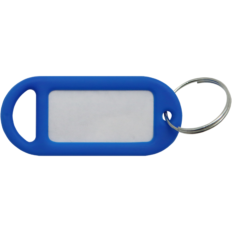 KEY TAG & RING PLASTIC BLUE - PVC KEY-RING TAG