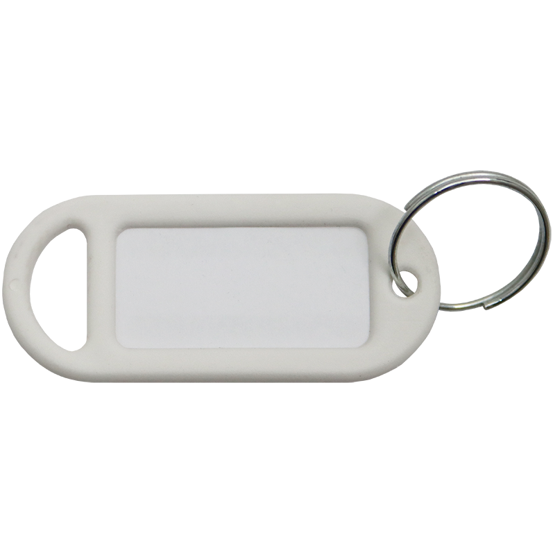 KEY TAG & RING PLASTIC WHITE - PVC KEY-RING TAG