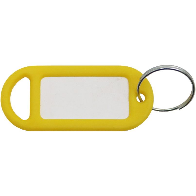 KEY TAG & RING PLASTIC YELLOW - PVC KEY-RING TAG