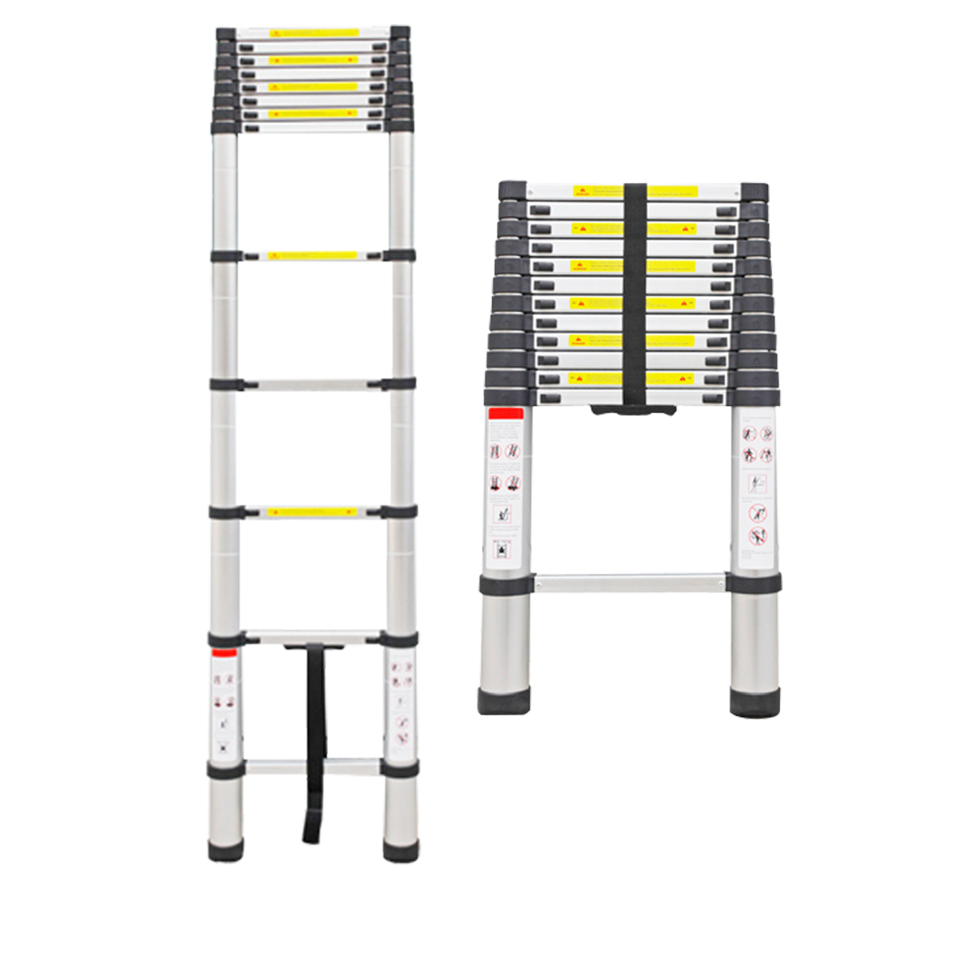 "LADDER TELESCOPIC ALUM STR 3.8M - ALUMINIUM LADDER - MAX LOAD 150KG"