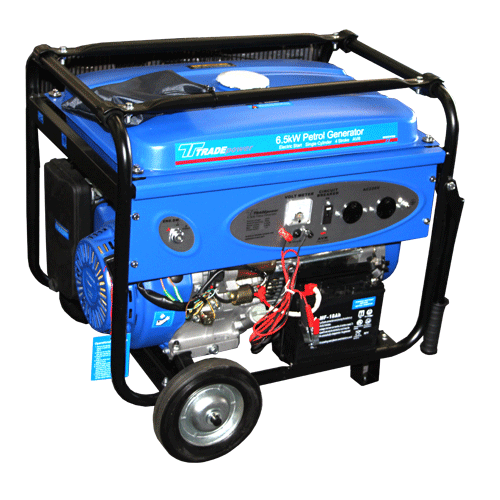 "GENERATOR 6.0KW KEY START PETROL - 25L - MAX AC OUTPUT - 6.5KW"