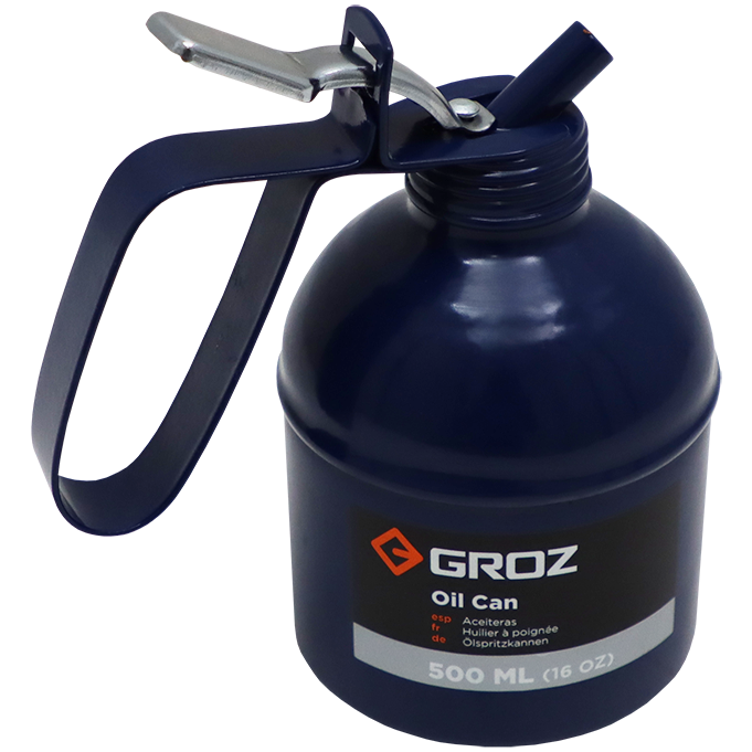 "OIL CAN 300ML FLEX\/RIGID SPOUT  GROZ - BRASS PUMP OILER (LEVER HANDLE)"