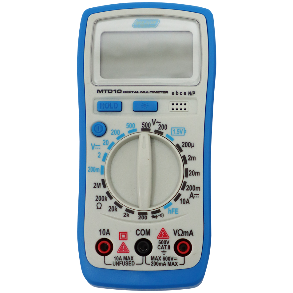 "MULTIMETER DIGITAL  500V COMPACT MAJ - AC\/DC-MAX 10A DC (INCLUDES LEADS)"
