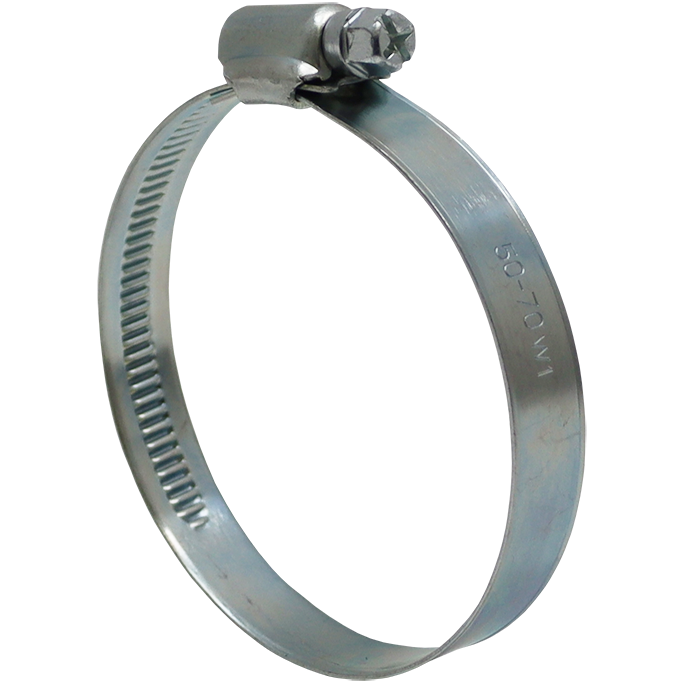 "HOSE CLAMP  ZINC PLATED   60 - 80MM - DWS - W1 NON-PERFORATED 12MM BAND"
