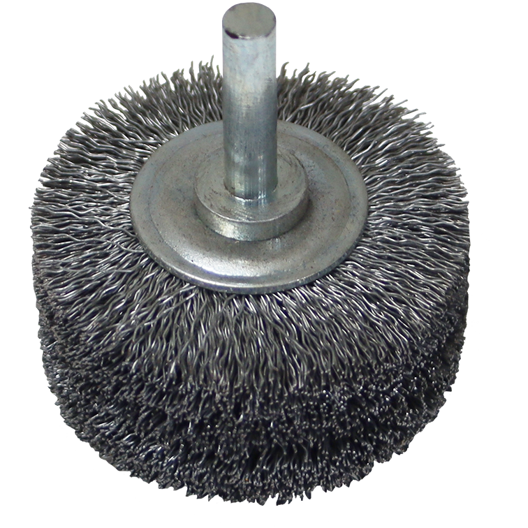 "WIRE WHEEL   50 X 25MM MOUNTED WERN - 6MM SHANK - 0.3MM WIRE"