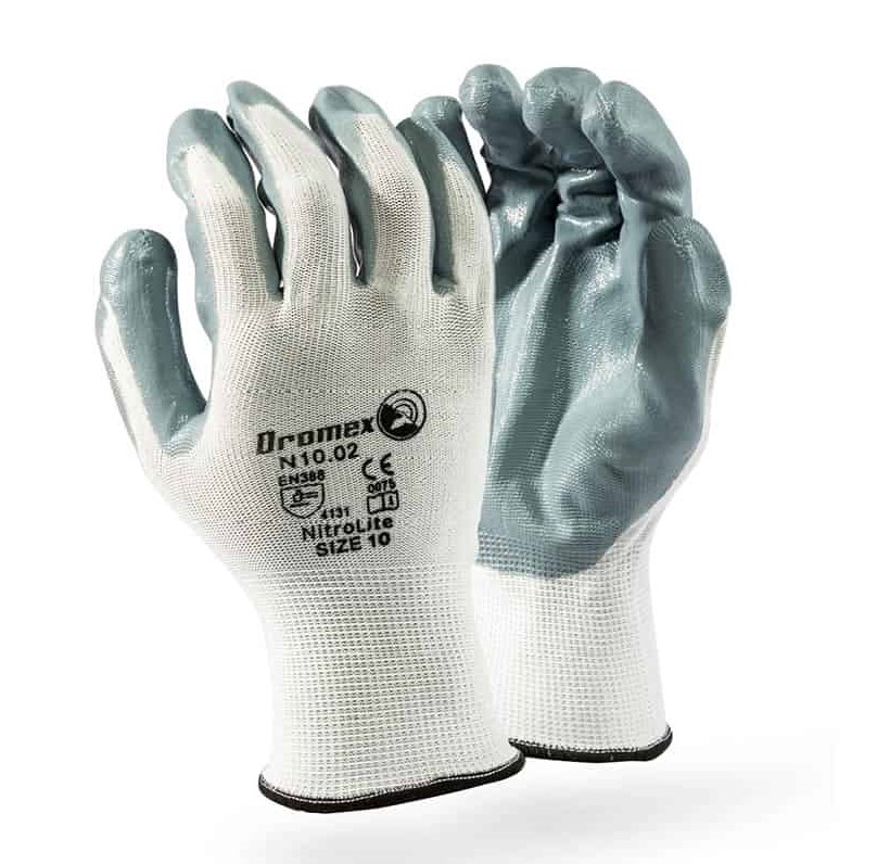 "GLOVE HANDLING NITROLITE SIZE  8 DRO - 13 GAUGE (NITRILE PALM) - GREY"