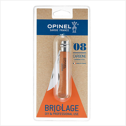 "KNIFE UTILITY CARBON NO.8 OPINEL - FOLDING KNIFE (WOODEN HANDLE)"