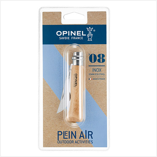 "KNIFE UTILITY STAINLESS NO.8 OPINEL - FOLDING KNIFE (WOODEN HANDLE)"