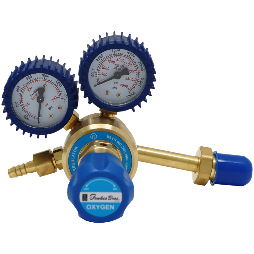 "WELD GAS REGULATOR  OXYGEN S\/STAGE - SINGLE STAGE (FULLY BRASS)"