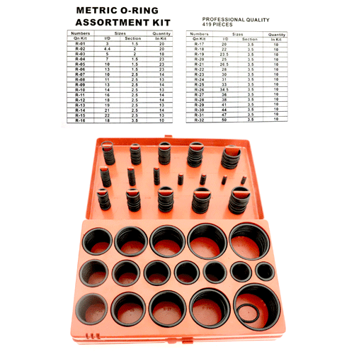 ASSORT O RING KIT MET 419PC - METRIC-SHORE HARDNESS 55-60