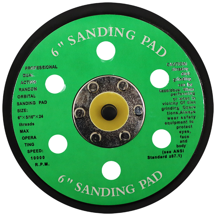 "BACKING PAD 150MM VELCRO 6 HOLE AEROPRO - THREAD 5\/16\"- 24 NF - MALE"