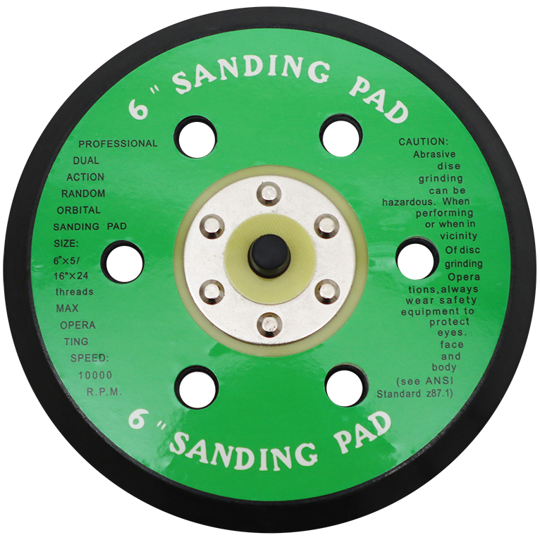 "BACKING PAD RUBBER 150MM VELCRO AEROPRO - 5\/16\"- 24 NF THREAD - MALE (6 HOLE)"