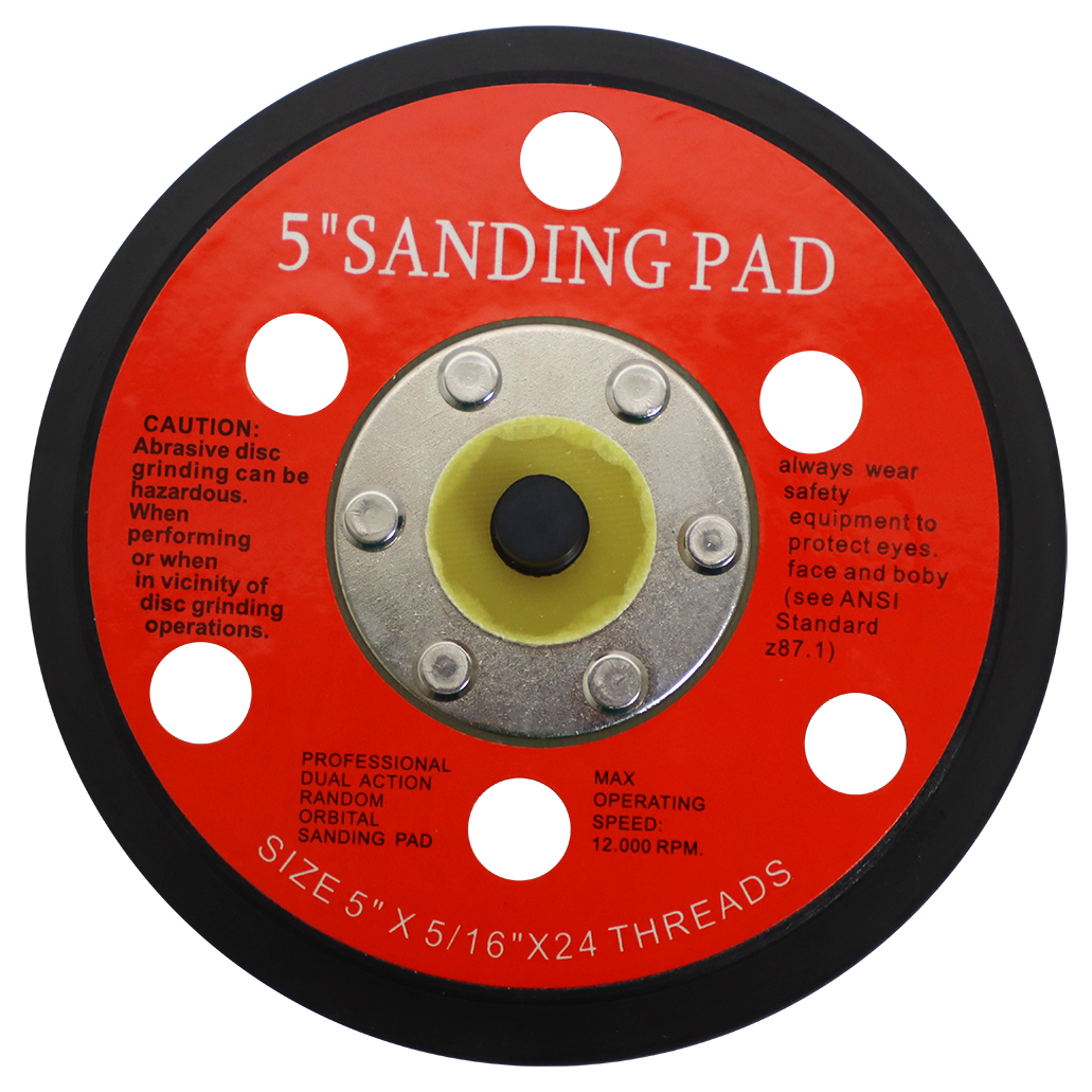 "BACKING PAD 125MM VELCRO 6 HOLE VALU-AIR - THREAD 5\/16\"- 24 NF - MALE"