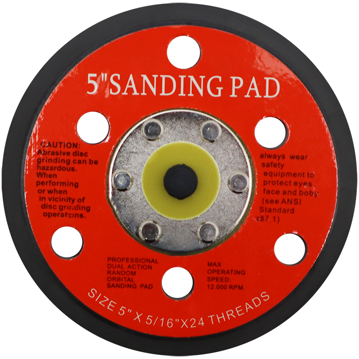 "BACKING PAD RUBBER 125MM VELCRO AEROPRO - 5\/16\"- 24 NF THREAD - MALE (6 HOLE)"