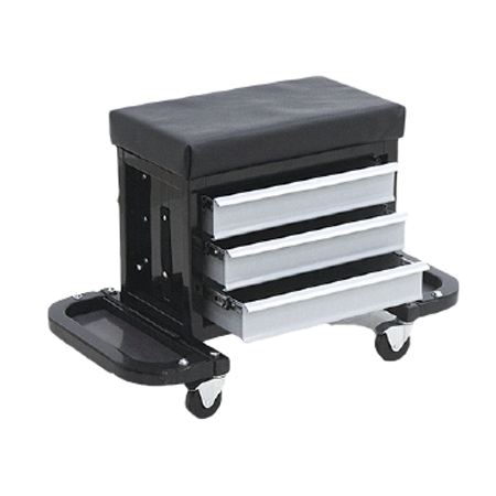 "TOOL SEAT 3 DRAW  BLACK  FB - DWS - PROFESSIONAL - MECHANIC SEAT ON CASTORS"