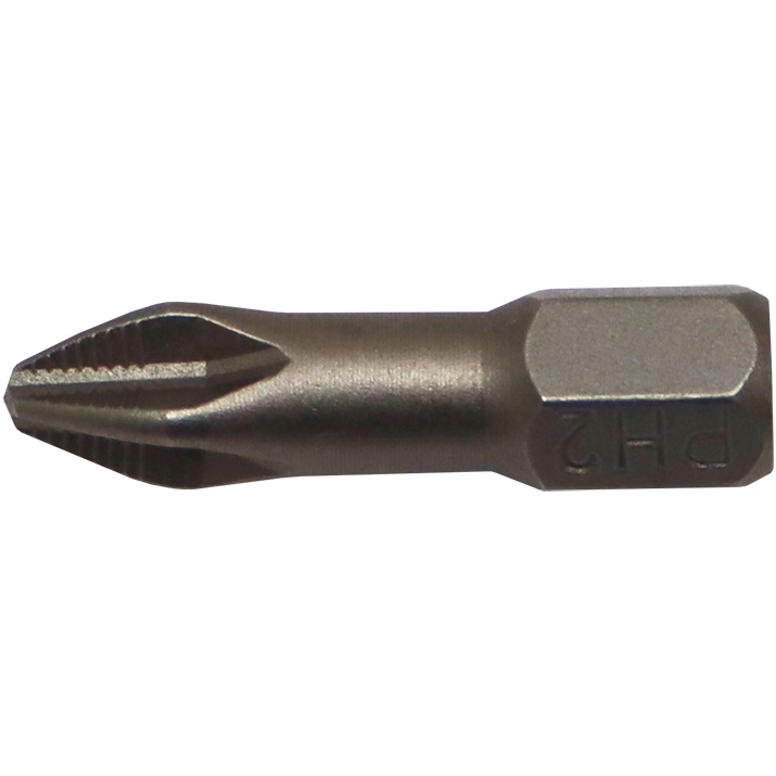 "BIT PHILLIPS NO.2 X  25MM BLACK FB - 1\/4\" HEX SHANK - UNIVERSAL (PH2)"