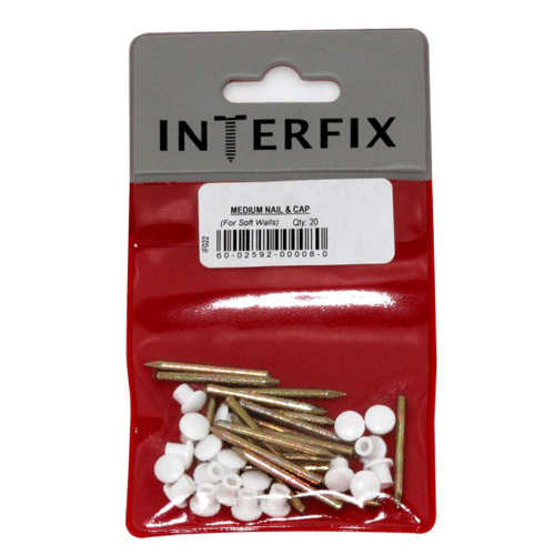 "PICTURE HANGER NAIL TWIN MED - 20 NAILS & CAPS PER PACK"