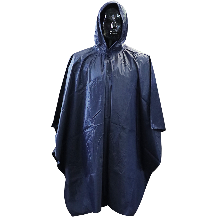 【mii】HYKE PERTEX® PONCHO NAVY RAIN PONCHO RUBBERISED NAVY HOODED - ONE SIZE FITS ALL - UNISEX